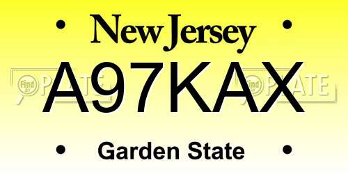 A97KAX New Jersey License Plate