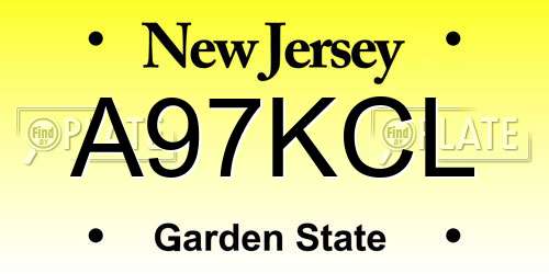 A97KCL New Jersey License Plate
