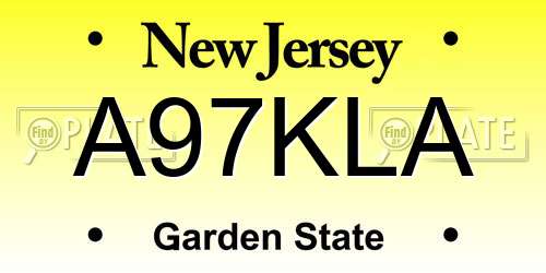 A97KLA New Jersey License Plate