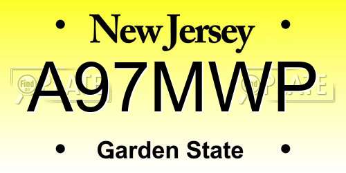 A97MWP New Jersey License Plate