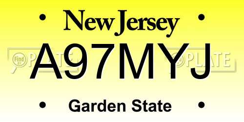 A97MYJ New Jersey License Plate
