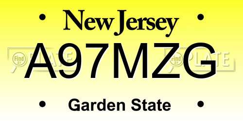 A97MZG New Jersey License Plate