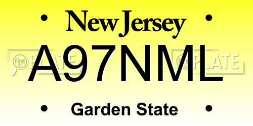 A97NML New Jersey License Plate