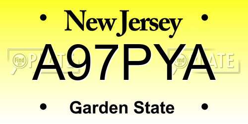 A97PYA New Jersey License Plate