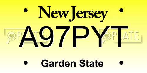 A97PYT New Jersey License Plate