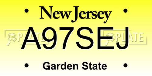 A97SEJ New Jersey License Plate