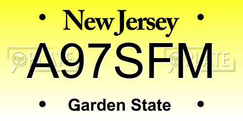 A97SFM New Jersey License Plate