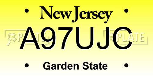 A97UJC New Jersey License Plate
