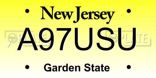A97USU New Jersey License Plate