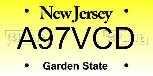 A97VCD New Jersey License Plate