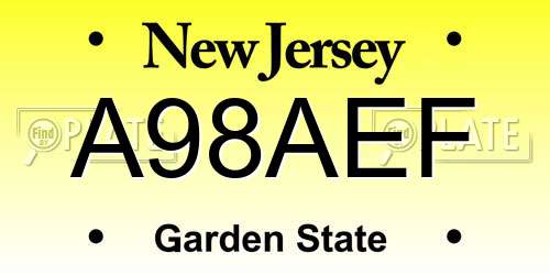 A98AEF New Jersey License Plate