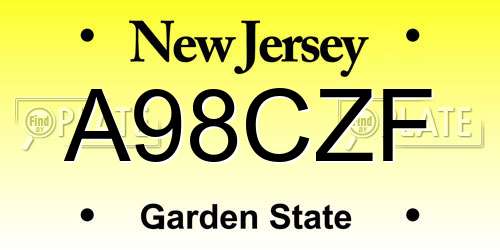 A98CZF New Jersey License Plate