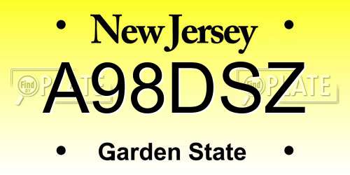 A98DSZ New Jersey License Plate