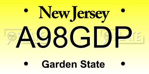 A98GDP New Jersey License Plate
