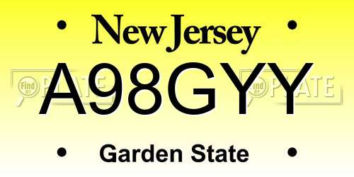 A98GYY New Jersey License Plate