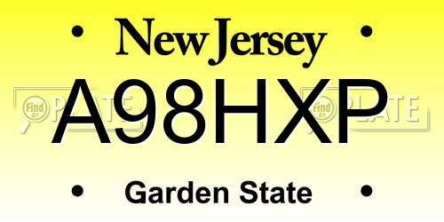 A98HXP New Jersey License Plate