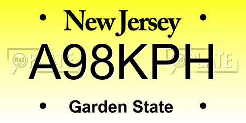 A98KPH New Jersey License Plate