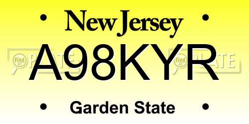 A98KYR New Jersey License Plate