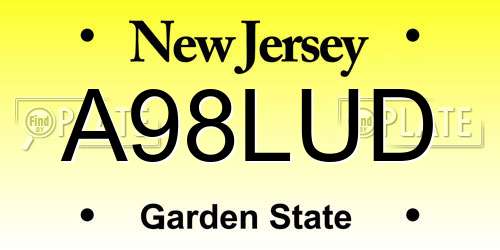 A98LUD New Jersey License Plate