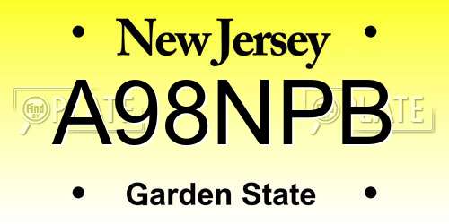 A98NPB New Jersey License Plate