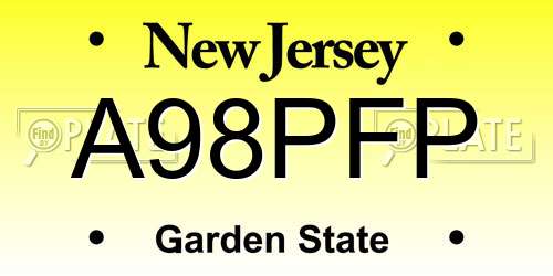 A98PFP New Jersey License Plate