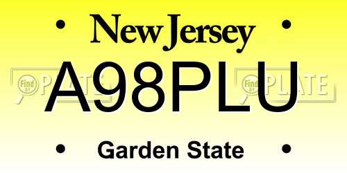 A98PLU New Jersey License Plate