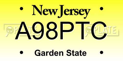 A98PTC New Jersey License Plate