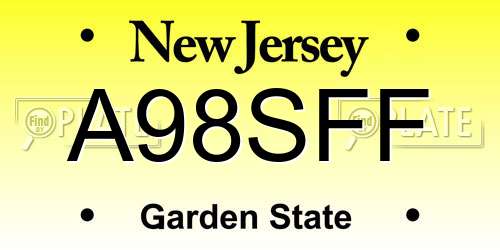 A98SFF New Jersey License Plate