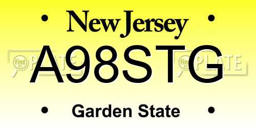 A98STG New Jersey License Plate