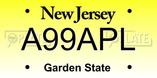 A99APL New Jersey License Plate