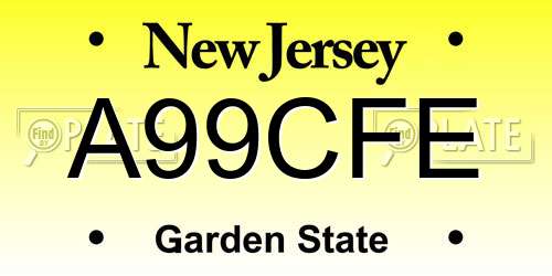 A99CFE New Jersey License Plate