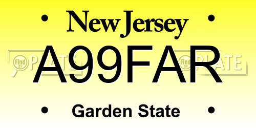 A99FAR New Jersey License Plate