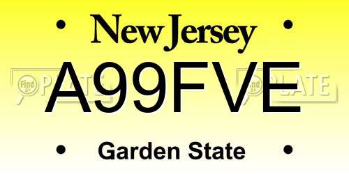 A99FVE New Jersey License Plate