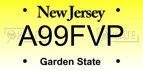 A99FVP New Jersey License Plate