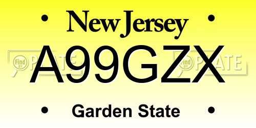 A99GZX New Jersey License Plate