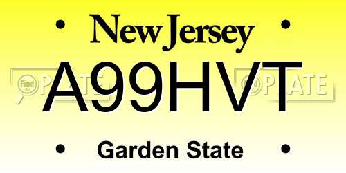 A99HVT New Jersey License Plate