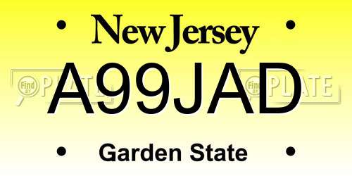 A99JAD New Jersey License Plate