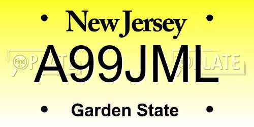 A99JML New Jersey License Plate
