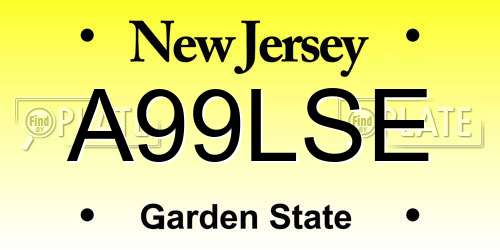 A99LSE New Jersey License Plate
