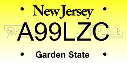 A99LZC New Jersey License Plate