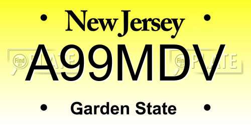 A99MDV New Jersey License Plate