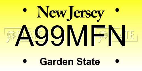 A99MFN New Jersey License Plate