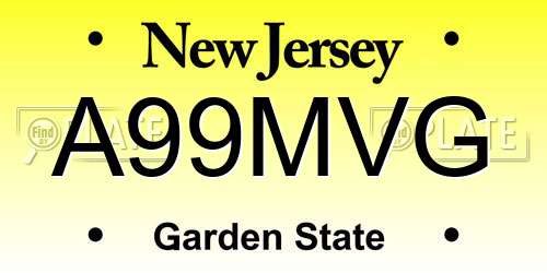 A99MVG New Jersey License Plate