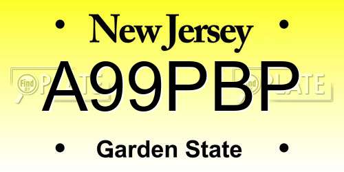 A99PBP New Jersey License Plate