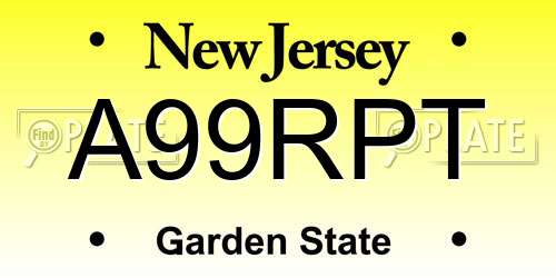 A99RPT New Jersey License Plate