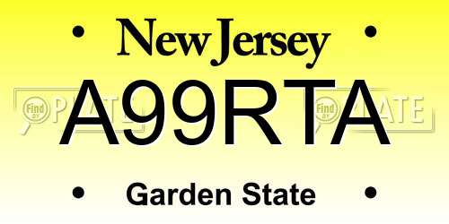 A99RTA New Jersey License Plate