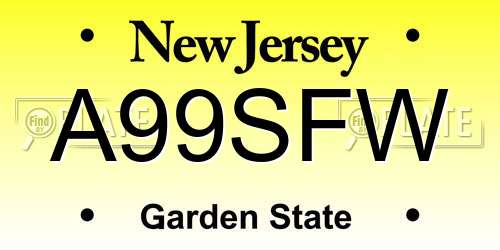 A99SFW New Jersey License Plate