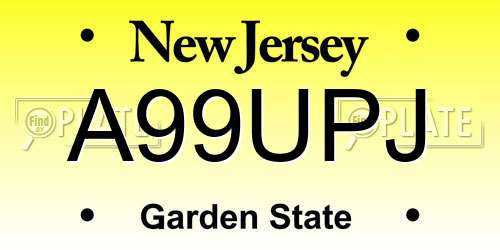 A99UPJ New Jersey License Plate