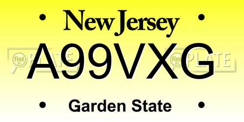 A99VXG New Jersey License Plate