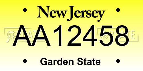 AA12458 New Jersey License Plate